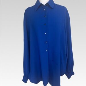 Russ Women's Blue Button Down Shirt Size 14